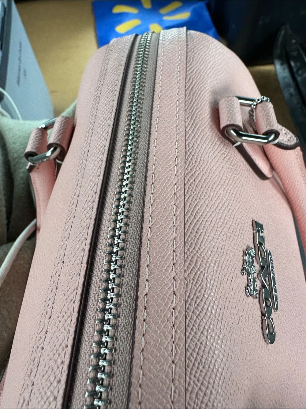 Coach Pink Rowan Saffiano Leather Satchel with Silver Hardware